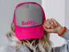 Salty. - Trucker Hat (Grey Steel/Neon Pink)